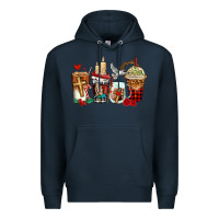 Navy religious coffee cups Premium Hoodie - AdoDesignShop