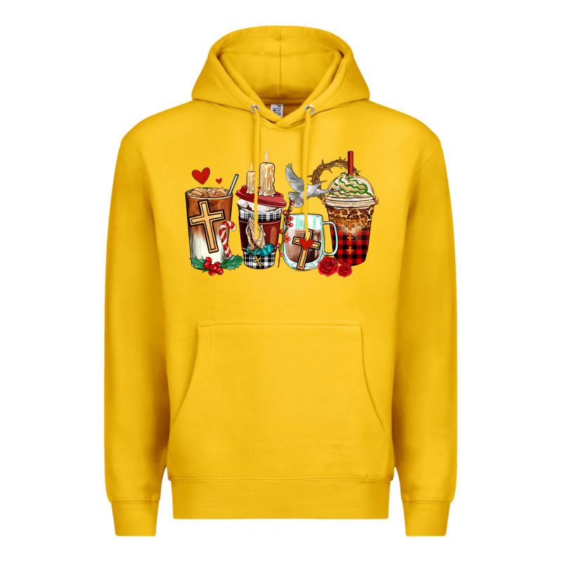 Religious Coffee Cups Premium Hoodie by AdoDesignShop | Teevron