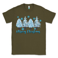 Army Green merry christmas blue trees Classic Tee - FaDigitalArtStudio