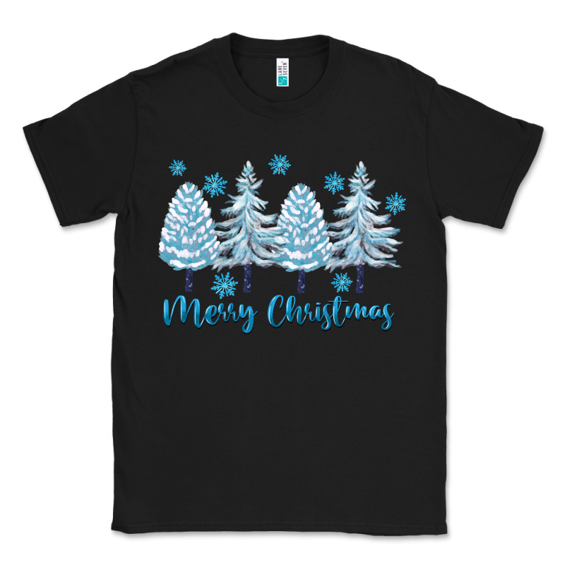 Merry Christmas Blue Trees Classic Tee by FaDigitalArtStudio | Teevron