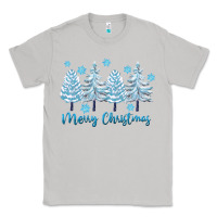 Moon Dust merry christmas blue trees Classic Tee - FaDigitalArtStudio