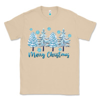 Mushroom merry christmas blue trees Classic Tee - FaDigitalArtStudio