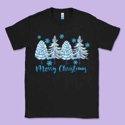 Merry Christmas Blue Trees Classic Tee Designed By Fadigitalartstudio