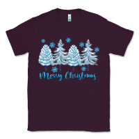 Plum merry christmas blue trees Classic Tee - FaDigitalArtStudio