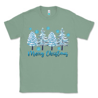 Sage merry christmas blue trees Classic Tee - FaDigitalArtStudio