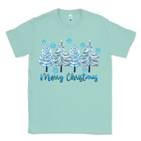 Seafoam merry christmas blue trees Classic Tee - FaDigitalArtStudio