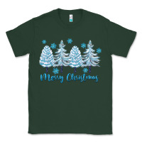 Sports Green merry christmas blue trees Classic Tee - FaDigitalArtStudio