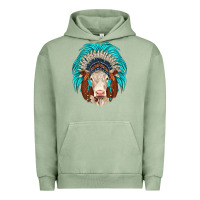 Pigment Oil Green hereford indian headdress Urban Hoodie - JahusDesignShop