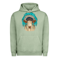 Pigment Oil Green charolais indian headdress Urban Hoodie - JahusDesignShop