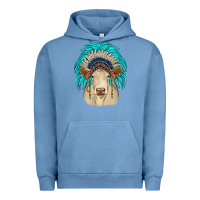 Pigment Pebble Blue charolais indian headdress Urban Hoodie - JahusDesignShop