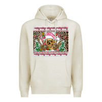 Oatmeal Heather pink skeleton  christmas Premium Hoodie - AdoDesignShop