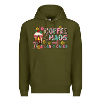 Army Green coffee chaos and candy canes Premium Hoodie - AdoDesignShop
