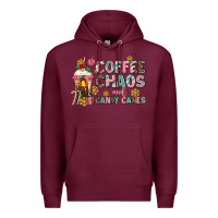 Burgundy coffee chaos and candy canes Premium Hoodie - AdoDesignShop