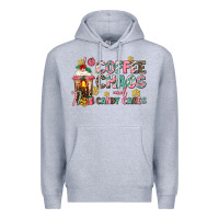 Heather Grey coffee chaos and candy canes Premium Hoodie - AdoDesignShop
