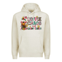 Oatmeal Heather coffee chaos and candy canes Premium Hoodie - AdoDesignShop