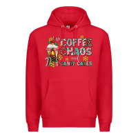 Red coffee chaos and candy canes Premium Hoodie - AdoDesignShop