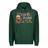 Sports Green coffee chaos and candy canes Premium Hoodie - AdoDesignShop