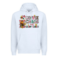 White coffee chaos and candy canes Premium Hoodie - AdoDesignShop