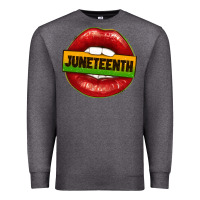 Charcoal Heather juneteenth lips Premium Sweatshirt - texasbilliewilder