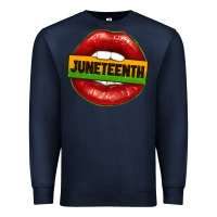Navy juneteenth lips Premium Sweatshirt - texasbilliewilder