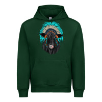 Forest Green black angus indian headdress Urban Hoodie - JahusDesignShop