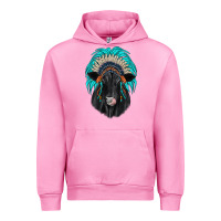 Fuchsia Pink black angus indian headdress Urban Hoodie - JahusDesignShop