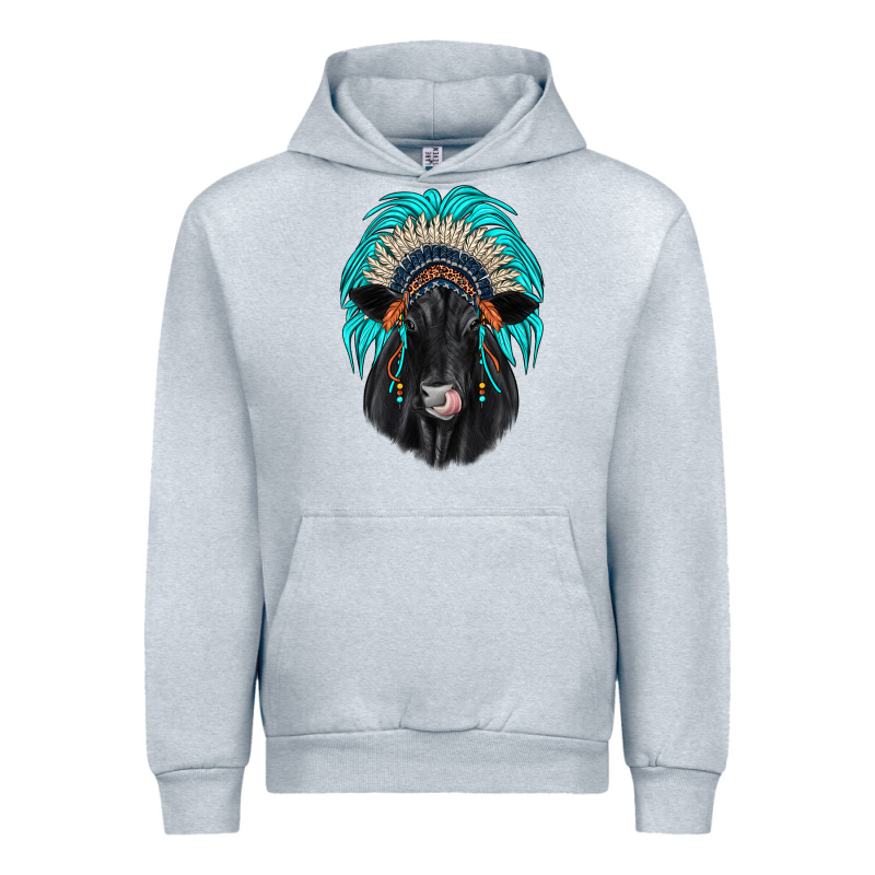 Black Angus Indian Headdress Urban Hoodie by JahusDesignShop | Teevron