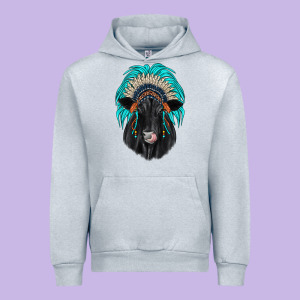 Black Angus Indian Headdress Urban Hoodie Designed By Jahusdesignshop