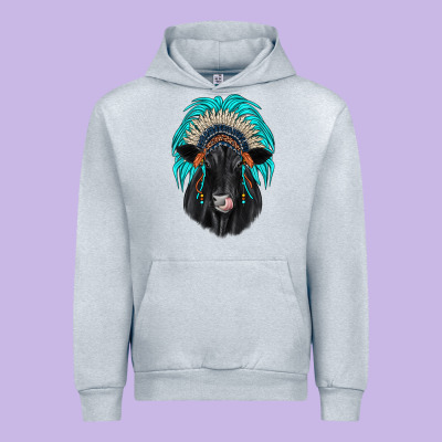 Black Angus Indian Headdress Urban Hoodie Designed By Jahusdesignshop