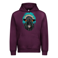 Mauve Wine black angus indian headdress Urban Hoodie - JahusDesignShop