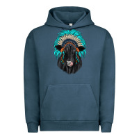 Pigment Midnight Navy black angus indian headdress Urban Hoodie - JahusDesignShop