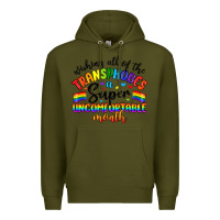 Army Green wishing all of the transphobes uncomfortable month Premium Hoodie - Artiststas