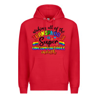 Red wishing all of the transphobes uncomfortable month Premium Hoodie - Artiststas