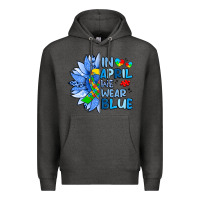 Charcoal Heather in april we wear blue sunflower Premium Hoodie - Artiststas