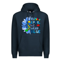 Navy in april we wear blue sunflower Premium Hoodie - Artiststas