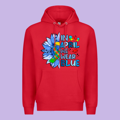 In April We Wear Blue Sunflower Premium Hoodie Designed By Artiststas