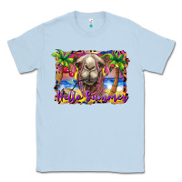 Dusty Blue hello summer camel at the beach Classic Tee - BarkalooDesign