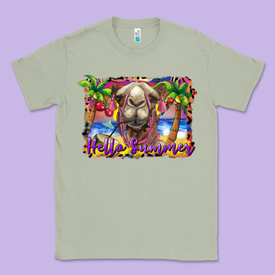 Hello Summer Camel At The Beach Classic Tee Designed By Barkaloodesign