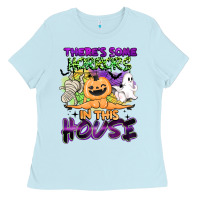 Baby Blue theres some horrors in this house Ladies Tee - BarkalooDesign