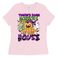 Bubblegum Pink theres some horrors in this house Ladies Tee - BarkalooDesign