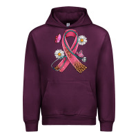 Mauve Wine Cancer Ribbon Stethoscope Daisy Butterfly Urban Hoodie - Artiststas