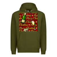 Army Green merry christmas champagne seamless pattern Premium Hoodie - BundleAndBundleShop