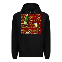 Black merry christmas champagne seamless pattern Premium Hoodie - BundleAndBundleShop