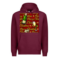 Burgundy merry christmas champagne seamless pattern Premium Hoodie - BundleAndBundleShop