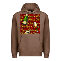 Chestnut merry christmas champagne seamless pattern Premium Hoodie - BundleAndBundleShop