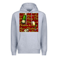 Heather Grey merry christmas champagne seamless pattern Premium Hoodie - BundleAndBundleShop