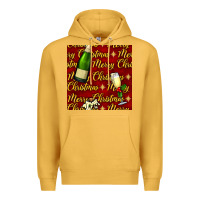 Mustard merry christmas champagne seamless pattern Premium Hoodie - BundleAndBundleShop