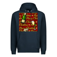 Navy merry christmas champagne seamless pattern Premium Hoodie - BundleAndBundleShop