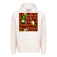 Pale Pink merry christmas champagne seamless pattern Premium Hoodie - BundleAndBundleShop
