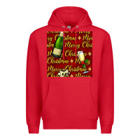 Red merry christmas champagne seamless pattern Premium Hoodie - BundleAndBundleShop